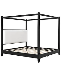 Streamdale Furniture Canopy Bed with Upholstered Headboard and Slats