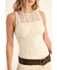 Nasty Gal Women's High Neck Lace Godet Hem Maxi Dress