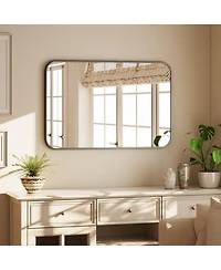 Koonmi Rounded Rectangle Bathroom Mirror, Aluminum Alloy Frame