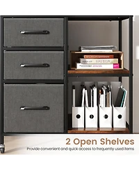 Mecale 3-Drawer Mobile File Cabinet with Charging Station