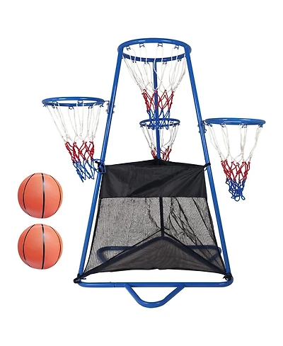 homfan 4 Hoop Basketball Toy Set, Toddler Sports Game with Adjustable Height and 4 Balls for Kids Ages 3 to 6