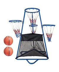 homfan 4 Hoop Basketball Toy Set, Toddler Sports Game with Adjustable Height and 4 Balls for Kids Ages 3 to 6
