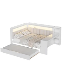 Streamdale Furniture Daybed with Storage, Trundle, Charging, Led, Desk