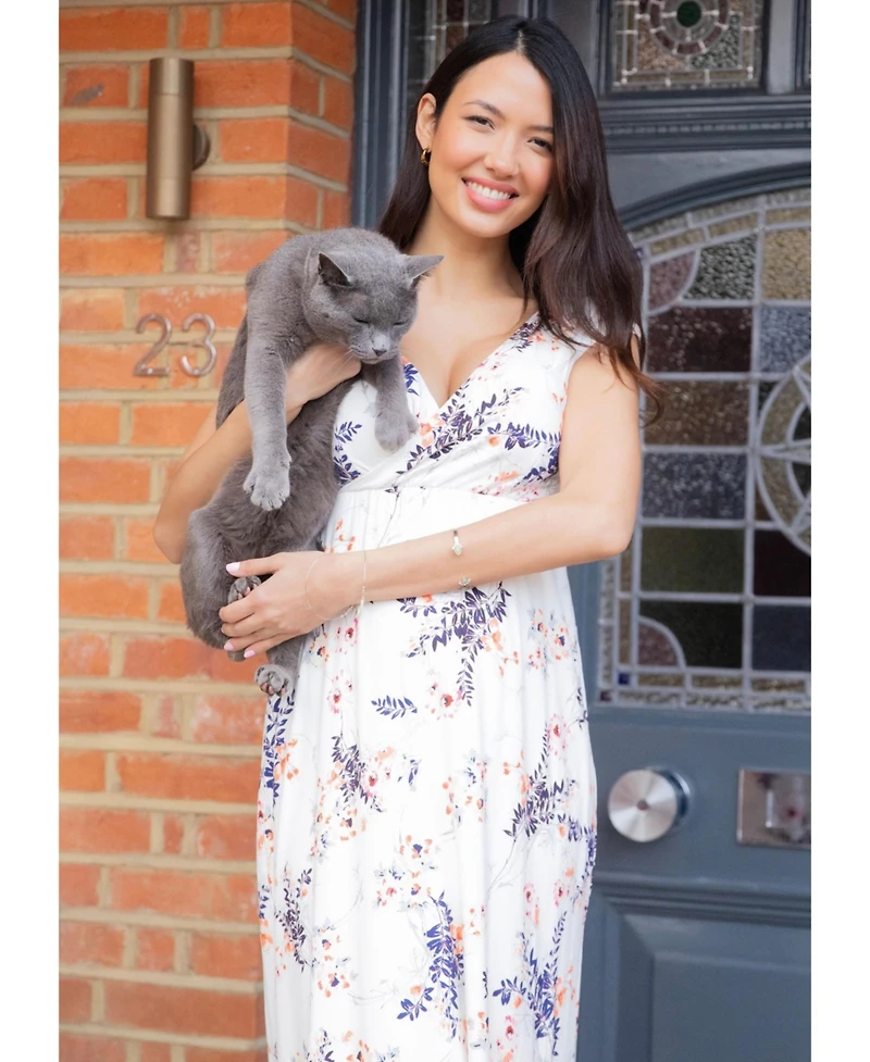 Tiffany Rose Maternity Alana Maxi Floral-Print V-Neck Empire-Waist Dress