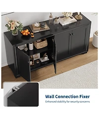 homfan 60" Buffet Cabinet – 4-Door Sideboard with Adjustable Shelves, Farmhouse Coffee Bar Console for Kitchen and Dining Room