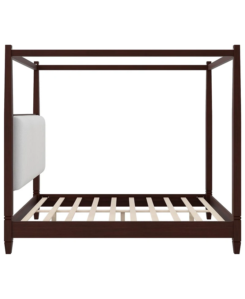 Streamdale Furniture Canopy Platform Bed, Upholstered Headboard, Espresso