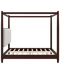 Streamdale Furniture Canopy Platform Bed, Upholstered Headboard, Espresso