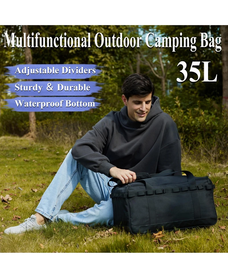 Piscifun 35L Waterproof Duffle Bag Adjustable Compartments Travel Gym Camping Organizer