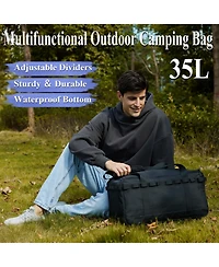 Piscifun 35L Waterproof Duffle Bag Adjustable Compartments Travel Gym Camping Organizer