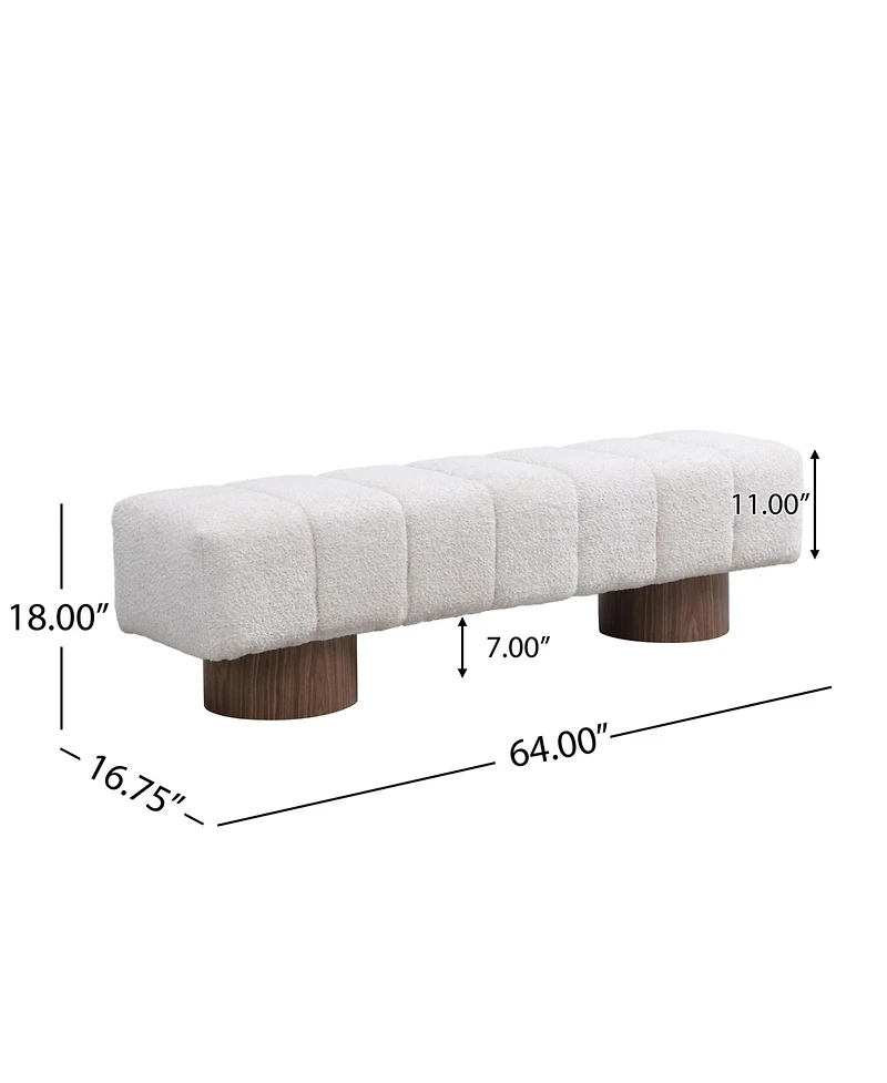 sumyeg Upholstered Dining Bench for Bedroom Entryway or Living Room with Boucle Fabric,300lbs Capacity