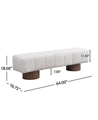 sumyeg Upholstered Dining Bench for Bedroom Entryway or Living Room with Boucle Fabric,300lbs Capacity