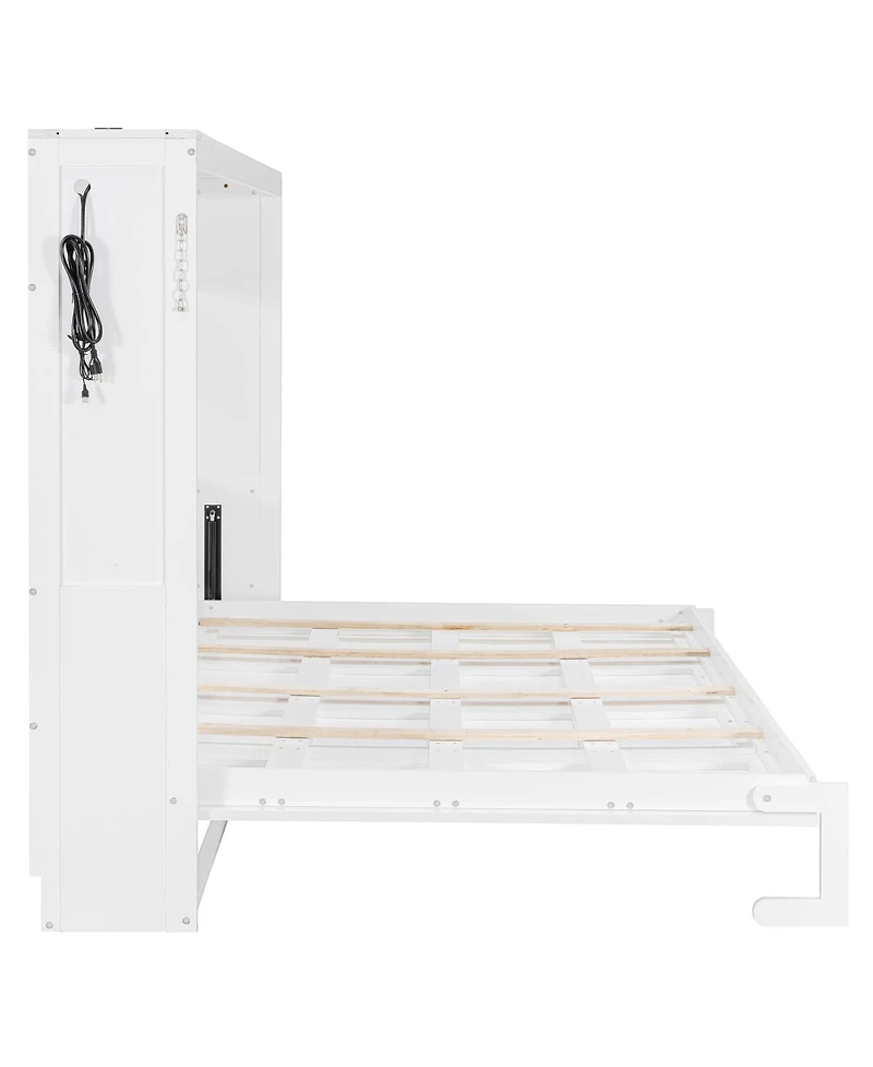 Streamdale Furniture Queen Murphy Bed With Led, Usb, Pattern