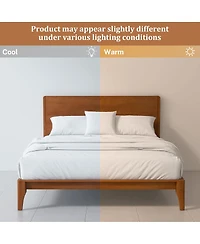 Streamdale Furniture Mid-Century Modern 12'' Bamboo Queen Platform Bed with Wood Slat Support