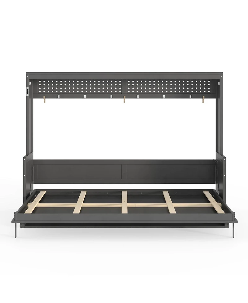 Streamdale Furniture Murphy Bed with a desk, Usb Charging Station, Led Lights