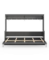 Streamdale Furniture Murphy Bed with a desk, Usb Charging Station, Led Lights