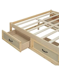 Streamdale Furniture Twin Floor Bed With Storage, Stairs and Rails