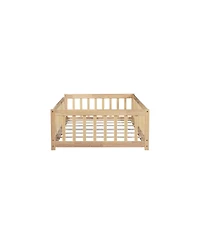 Streamdale Furniture Twin Size Floor Bed with Fence and Safety Guardrails