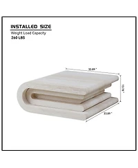 Streamdale Furniture Faux Travertine Square Coffee Table, Modern Layered Base