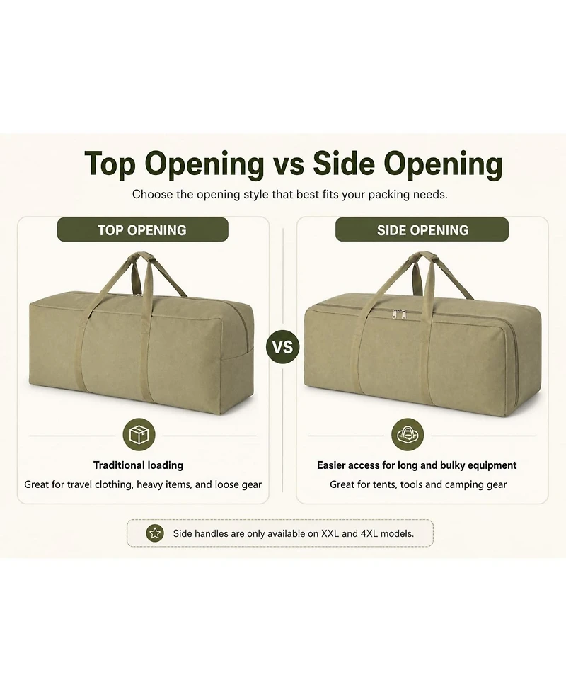Piscifun Extra Large Canvas Travel Duffle Bag Heavy Duty Sports Camping Storage Bag