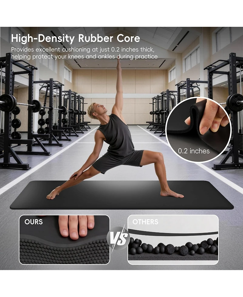 Aofar Pu Rubber Yoga Mat Non Slip Workout Pad 72" x 27