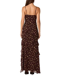 Astr the Label Women's Chiffon Ruffle V-Neck Maxi Dress