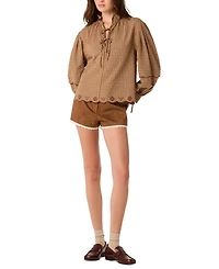 Astr the Label Women's Ruffled Collar Tie-Neck Top