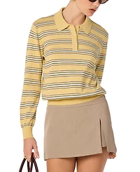 Astr the Label Women's Ribbed Polo Collared Sweater