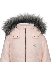 Calvin Klein Girls' 7-16 Aerial Hooded Puffer Jacket