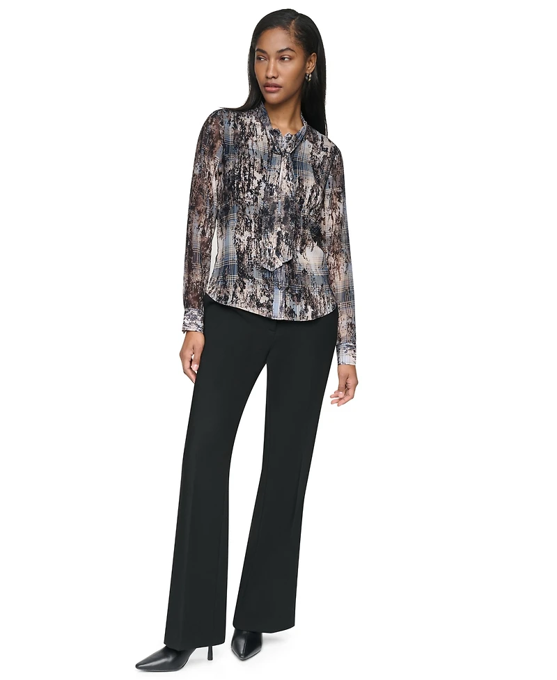Dkny Women's Tie-Neck V-Neck Blouse