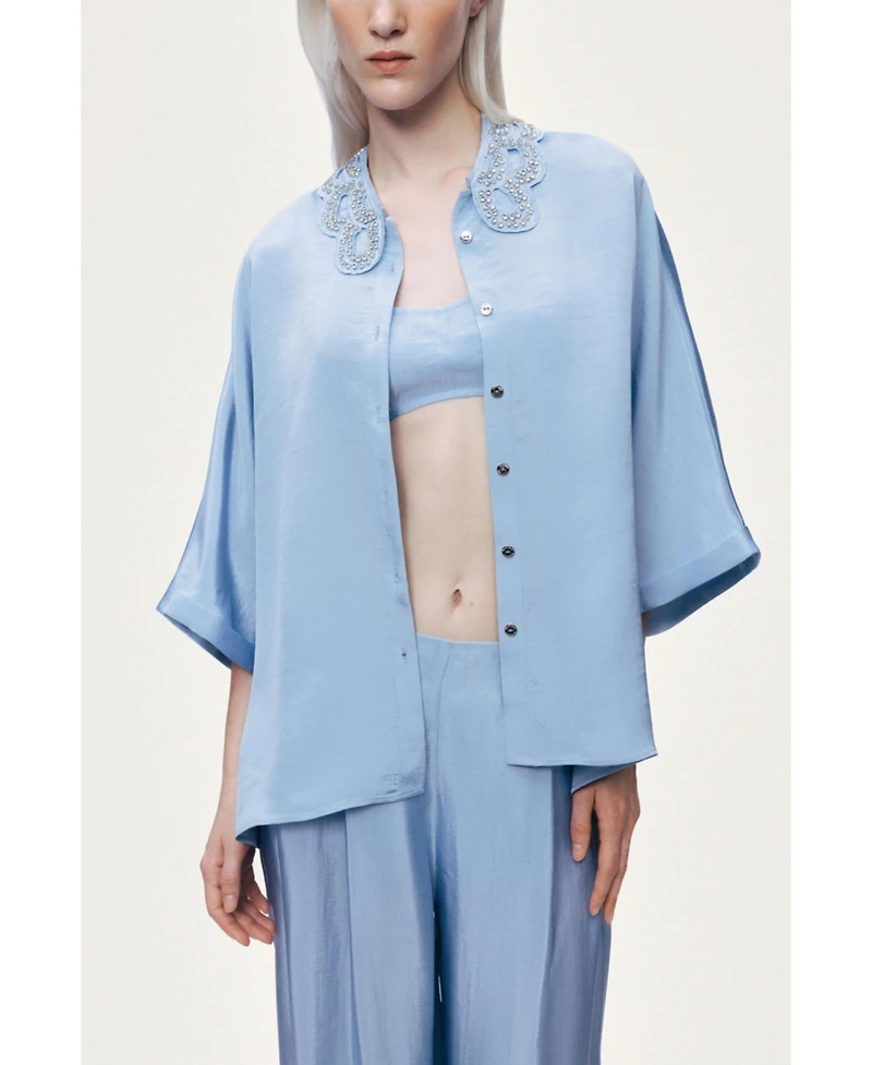 Nocturne Women's Accessory Collar Detail Shirt