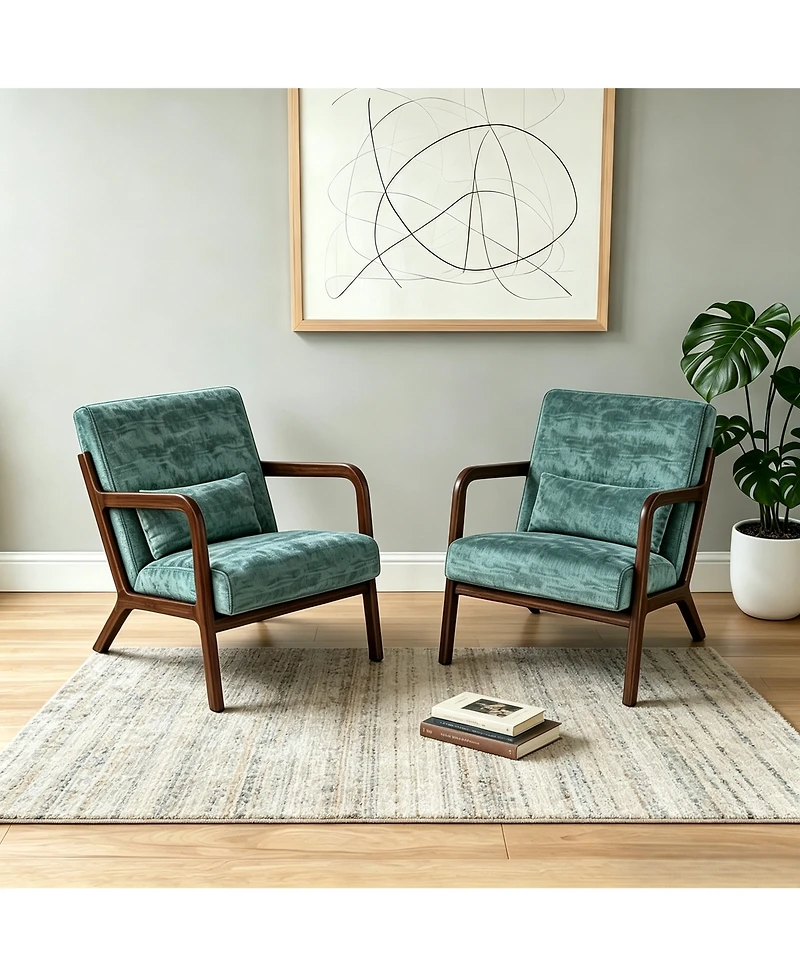 homfan Set of 2 Corduroy Accent Chairs