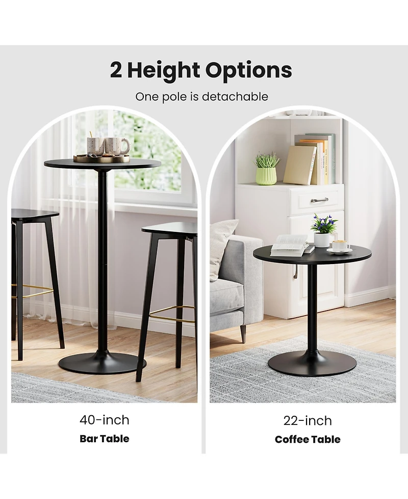 Sugift 1 Piece Modern Round Cocktail Table with Metal Base