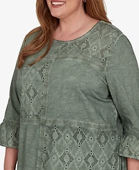 Alfred Dunner Plus Provence Tonal Spliced Patchwork Top
