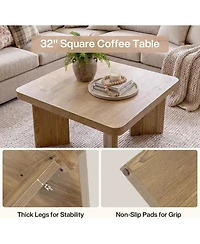 Tribesigns 31.5 in. Square Mdf Coffee Table, Round Corners Living Room Center Coffee Table with 4 Legs
