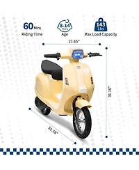 Homfan 24V 350W electric ride-on motorcycle with rear brake, twist throttle, and Led lights for kids