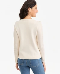 Style & Co Petite Palomino Cable-Knit Crewneck Sweater, Macy's Exclusive