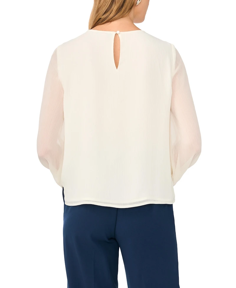 Vince Camuto Women's Gathered Crewneck Long-Sleeve Blouse