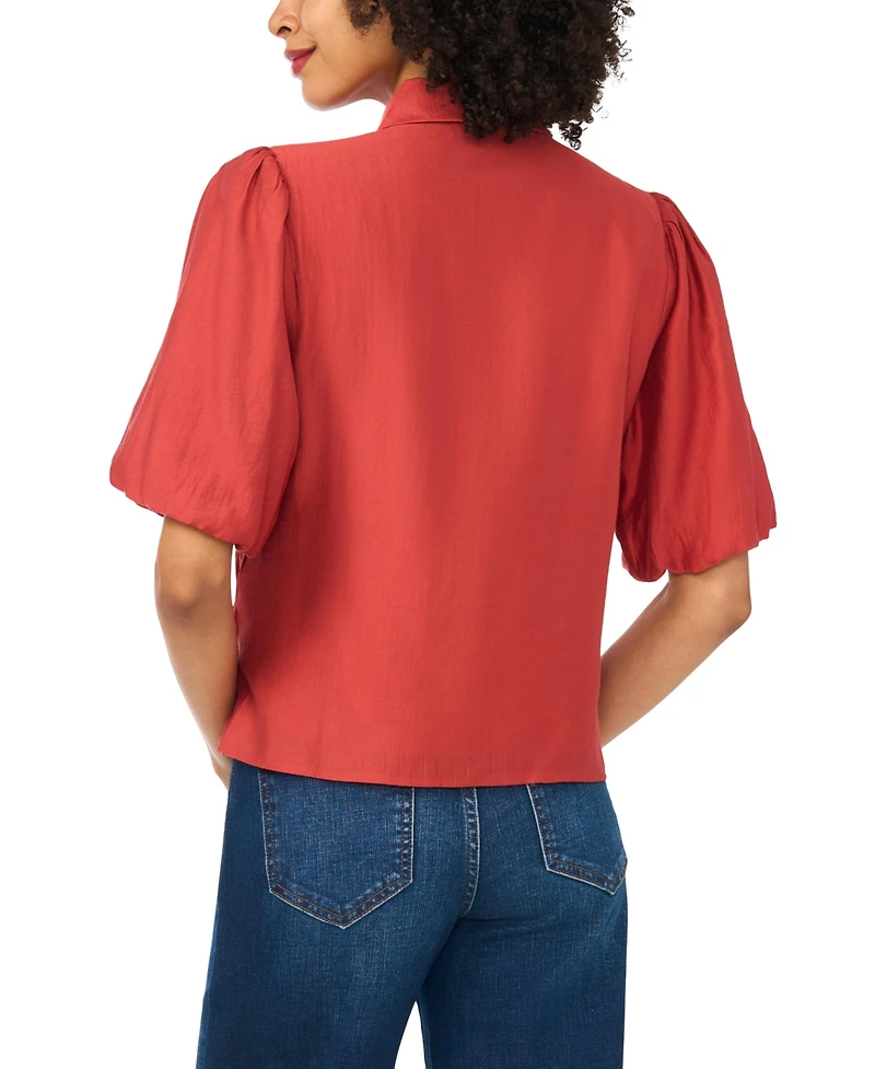 Vince Camuto Women's Collared Button-Front Bubble-Sleeve Blouse