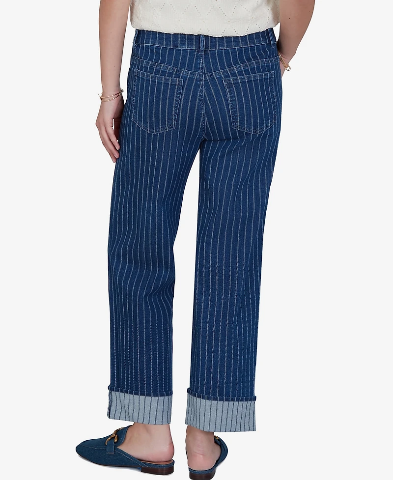 Ruby Rd. Petite Pinstripe Wide Cuff Jeans