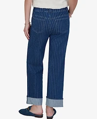 Ruby Rd. Petite Pinstripe Wide Cuff Jeans