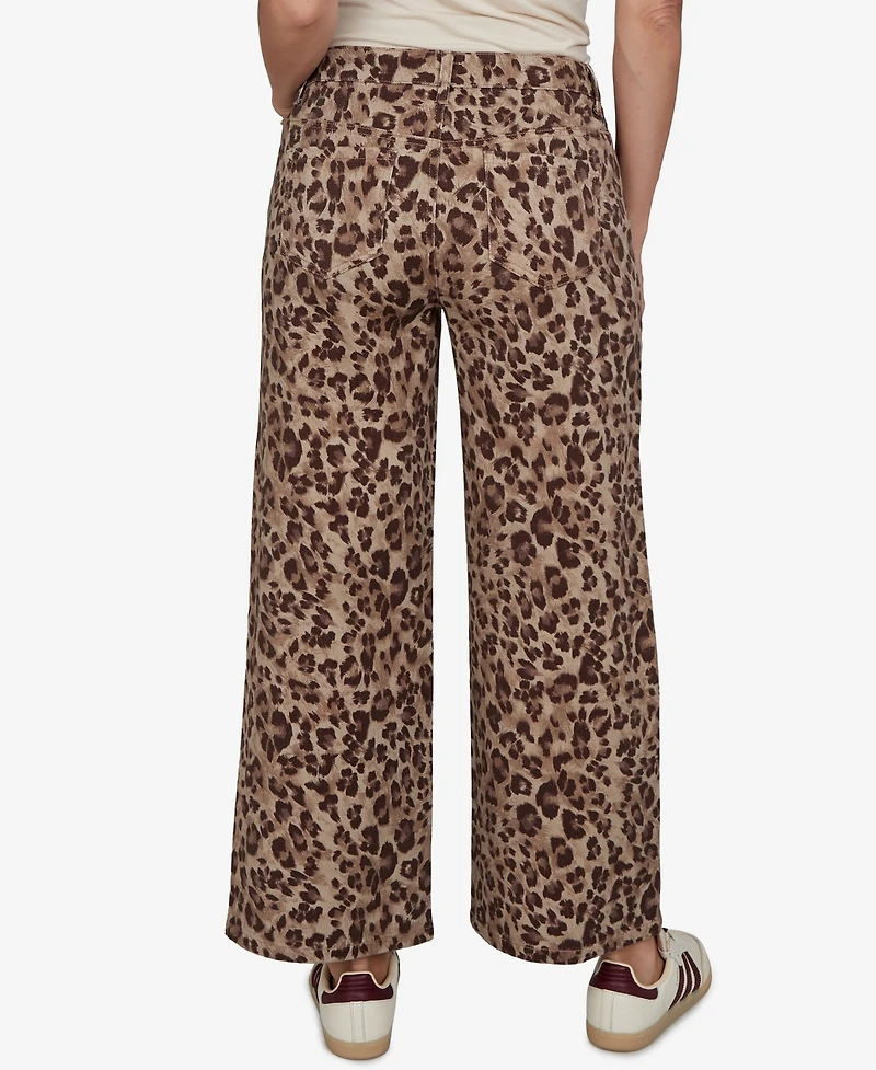 Ruby Rd. Petite Cheetah Print Wide-Leg Jeans