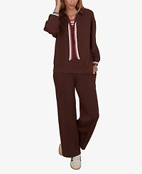 Ruby Rd. Petite Stripe Trim Drawstring Pullover Top