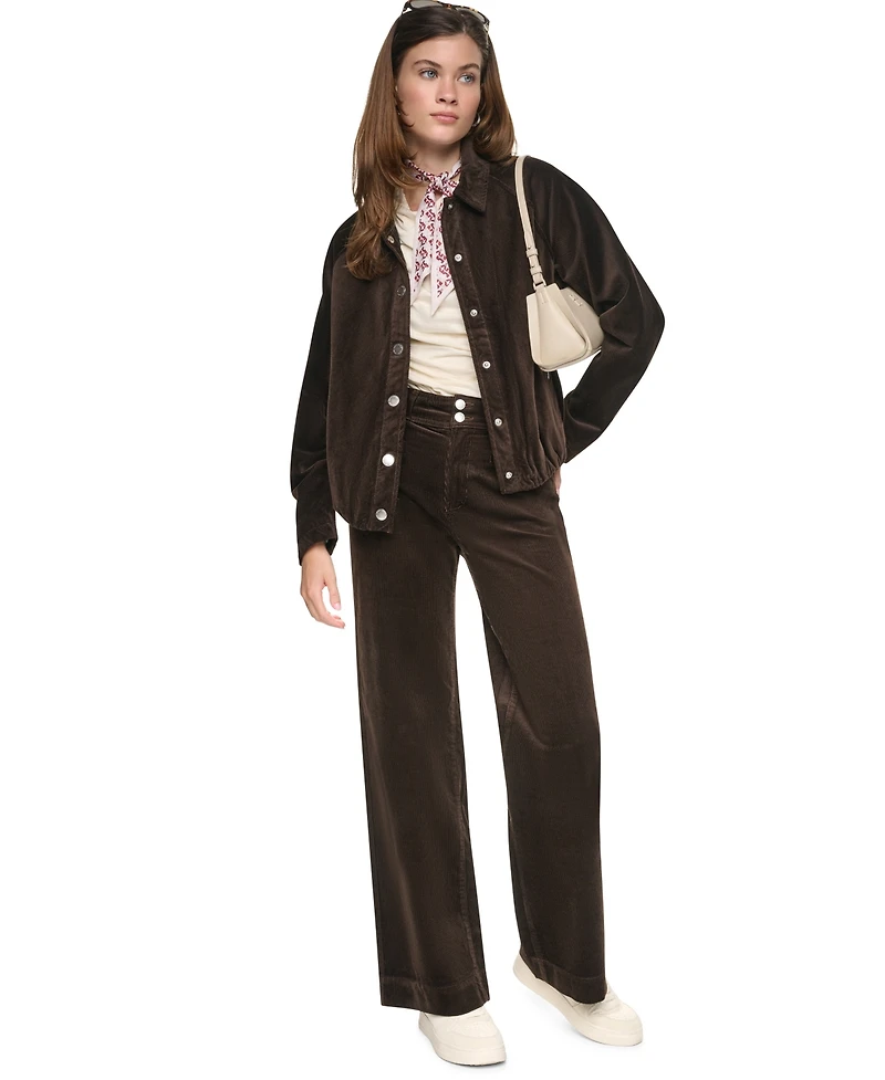 Dkny Jeans Petite High-Rise Wide-Leg Pants