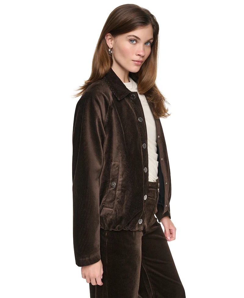 Dkny Jeans Petite Modern-Fit Snap-Front Cotton-Blend Jacket