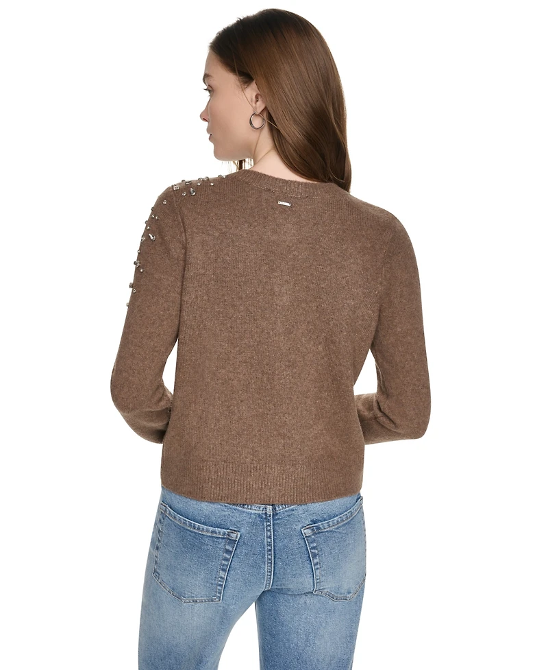 Dkny Jeans Petite Button-Front Jersey Knit Sweater