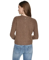 Dkny Jeans Petite Button-Front Jersey Knit Sweater
