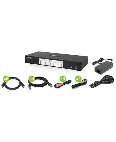 Iogear 4-Port 4K Dual View Kvmp Switch with Hdmi Connection, Usb 3.0 Hub and Audio, Taa
