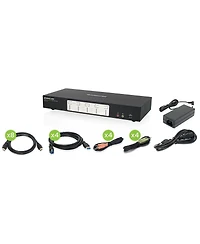 Iogear 4-Port 4K Dual View Kvmp Switch with Hdmi Connection, Usb 3.0 Hub and Audio, Taa