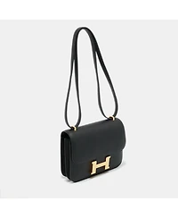 Pre-Owned HERMES Finish Noir Epsom Leather Crossbody