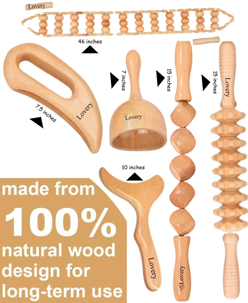 Lovery 6 Piece Wooden Body Care Massage Tool Kit